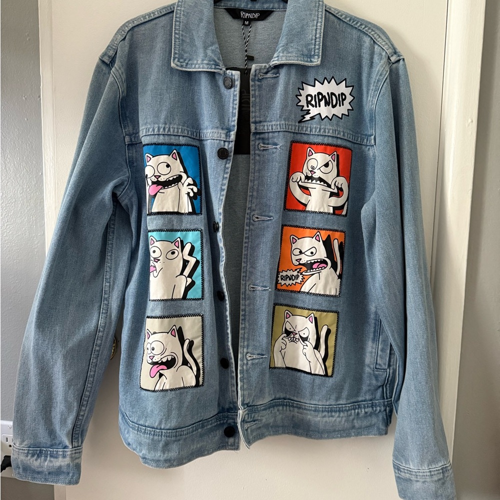 RIPNDIP Denim Jacket with Cat Graphics